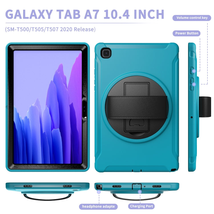 For Samsung Galaxy Tab A7 (2020) T500/T505 360 Degree Rotation PC + TPU Protective Case with Holder & Hand-strap & Pen Slot(Light Blue) - Other Galaxy Tab PC by buy2fix | Online Shopping UK | buy2fix