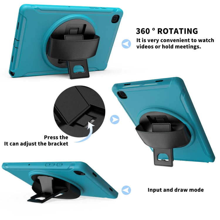 For Samsung Galaxy Tab A7 (2020) T500/T505 360 Degree Rotation PC + TPU Protective Case with Holder & Hand-strap & Pen Slot(Light Blue) - Other Galaxy Tab PC by buy2fix | Online Shopping UK | buy2fix