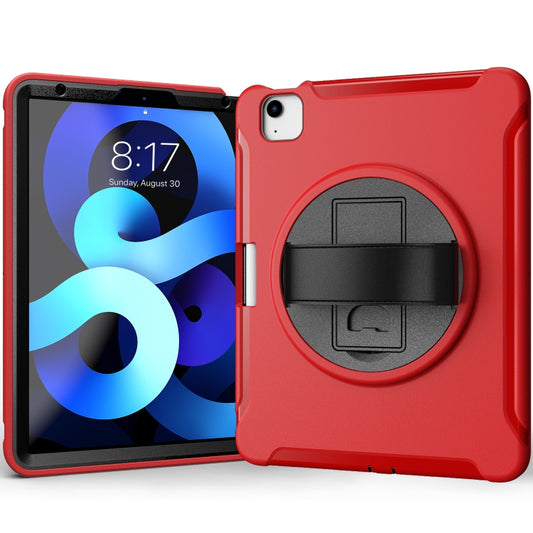For iPad Air 2022 / 2020 10.9 360 Degree Rotation PC + TPU Protective Case with Holder & Hand-strap & Pen Slot(Red) - iPad Air (2022) / (2020) 10.9 Cases by buy2fix | Online Shopping UK | buy2fix