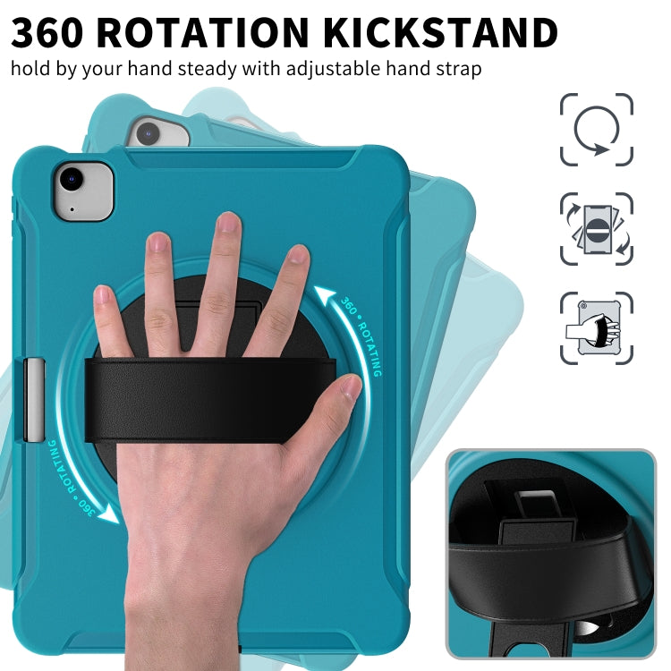 For iPad Air 2022 / 2020 10.9 360 Degree Rotation PC + TPU Protective Case with Holder & Hand-strap & Pen Slot(Light Blue) - iPad Air (2022) / (2020) 10.9 Cases by buy2fix | Online Shopping UK | buy2fix