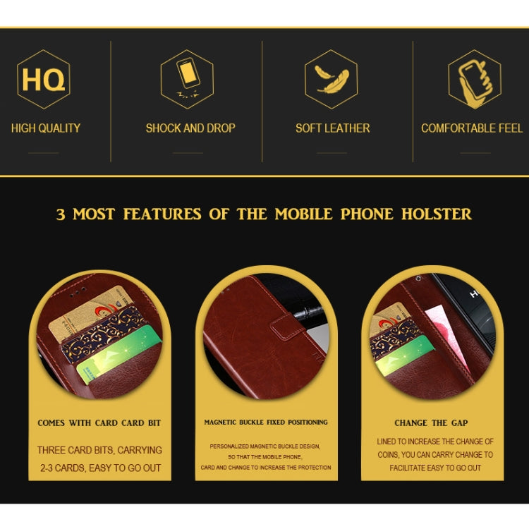 For ZTE Blade A7 Prime idewei Crazy Horse Texture Horizontal Flip Leather Case with Holder & Card Slots & Wallet(Brown) - ZTE Cases by idewei | Online Shopping UK | buy2fix