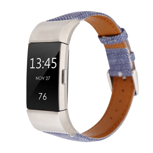 For Fitbit Charge 2 Cowboy Texture Leather Watch Band(Dark Blue) by buy2fix
