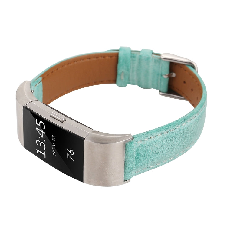 For Fitbit Charge 2 Fresh Style Leather Watch Band(Green) by buy2fix