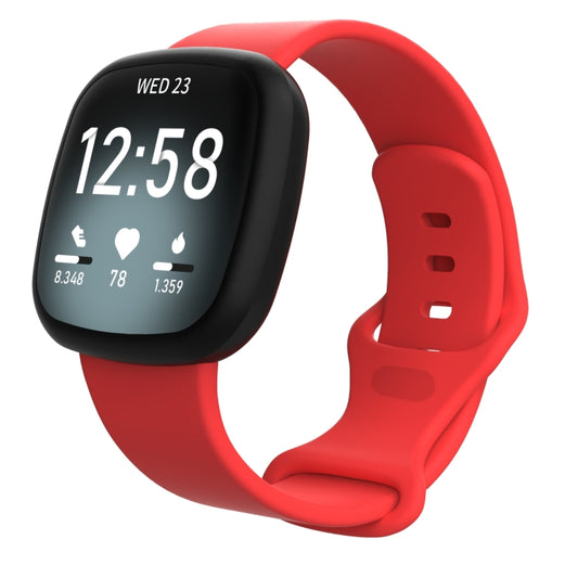 For Fitbit Versa 3 / Sense Silicone Watch Band, Size: S(Red) by buy2fix