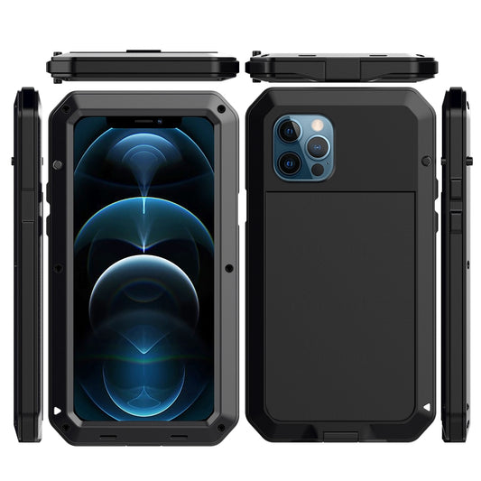 For iPhone 12 / 12 Pro Shockproof Waterproof Silicone + Zinc Alloy Protective Case(Black) - iPhone 12 / 12 Pro Cases by buy2fix | Online Shopping UK | buy2fix