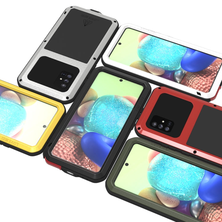 For Samsung Galaxy A71 5G LOVE MEI Metal Shockproof Waterproof Dustproof Protective Case with Glass(Black) by LOVE MEI