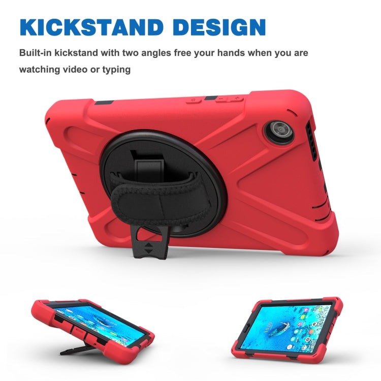 For Lenovo Tab M8 Shockproof Colorful Silicone + PC Protective Case with Holder & Hand Grip Strap & Shoulder Strap(Red) - Lenovo by buy2fix | Online Shopping UK | buy2fix