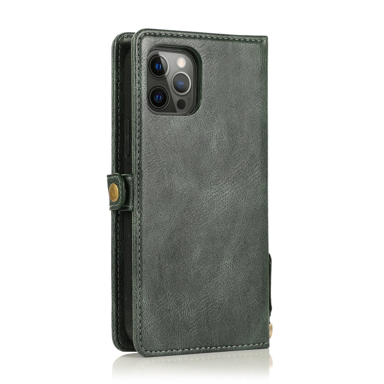 For iPhone 12 / 12 Pro Multiple Card Slots Detachable Magnetic Horizontal Flip Leather Case with Card Slots & Holder & Wallet(Dark Green) - iPhone 12 / 12 Pro Cases by buy2fix | Online Shopping UK | buy2fix