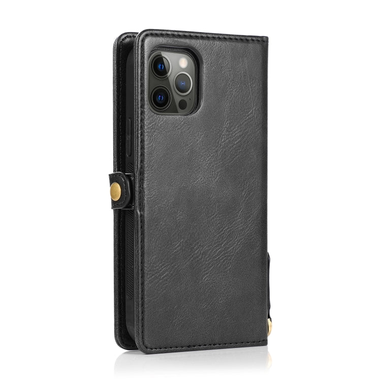 For iPhone 12 Pro Max Multiple Card Slots Detachable Magnetic Horizontal Flip Leather Case with Card Slots & Holder & Wallet(Black) - iPhone 12 Pro Max Cases by buy2fix | Online Shopping UK | buy2fix