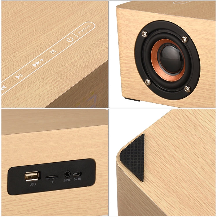 Q5C Multifunctional Wooden Touch Clock Display Bluetooth Speaker, Support TF Card & U Disk & 3.5mm AUX(Walnut) - Desktop Speaker by buy2fix | Online Shopping UK | buy2fix