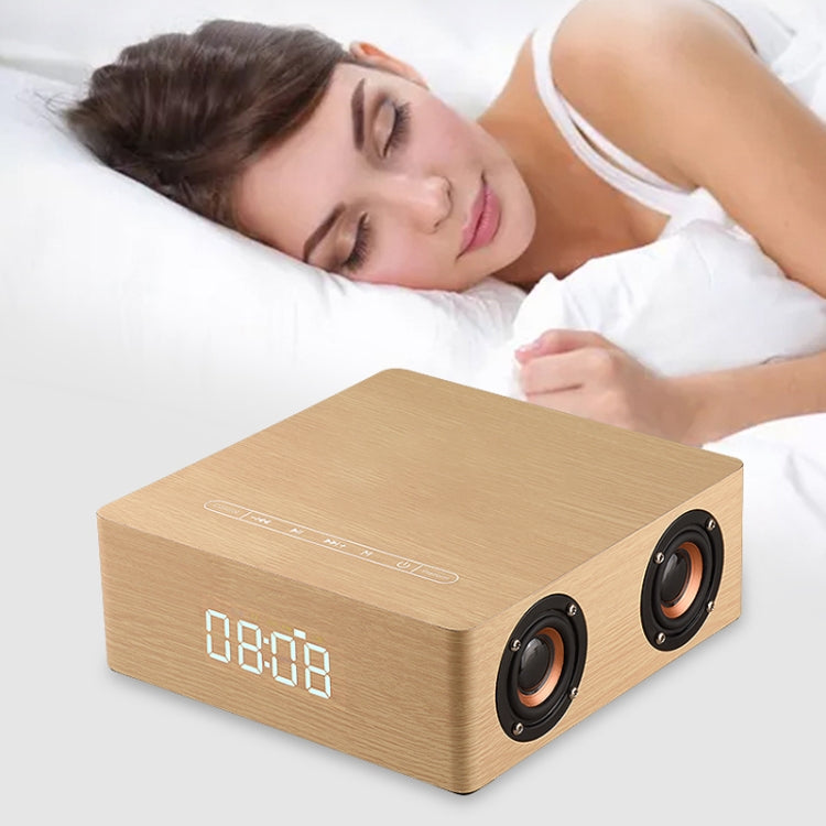 Q5C Multifunctional Wooden Touch Clock Display Bluetooth Speaker, Support TF Card & U Disk & 3.5mm AUX(Yellow Wood) - Desktop Speaker by buy2fix | Online Shopping UK | buy2fix