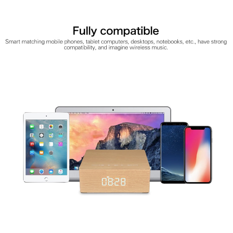 Q5C Multifunctional Wooden Touch Clock Display Bluetooth Speaker, Support TF Card & U Disk & 3.5mm AUX(Walnut) - Desktop Speaker by buy2fix | Online Shopping UK | buy2fix