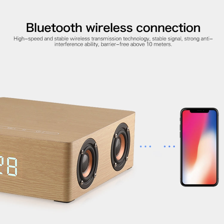Q5C Multifunctional Wooden Touch Clock Display Bluetooth Speaker, Support TF Card & U Disk & 3.5mm AUX(Walnut) - Desktop Speaker by buy2fix | Online Shopping UK | buy2fix