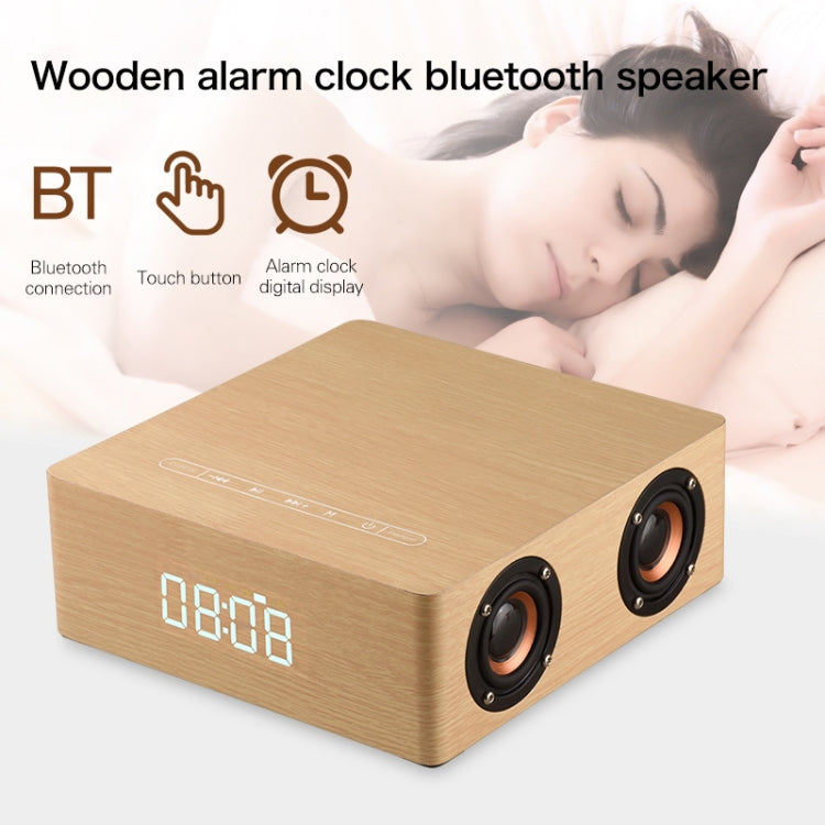 Q5C Multifunctional Wooden Touch Clock Display Bluetooth Speaker, Support TF Card & U Disk & 3.5mm AUX(Walnut) - Desktop Speaker by buy2fix | Online Shopping UK | buy2fix