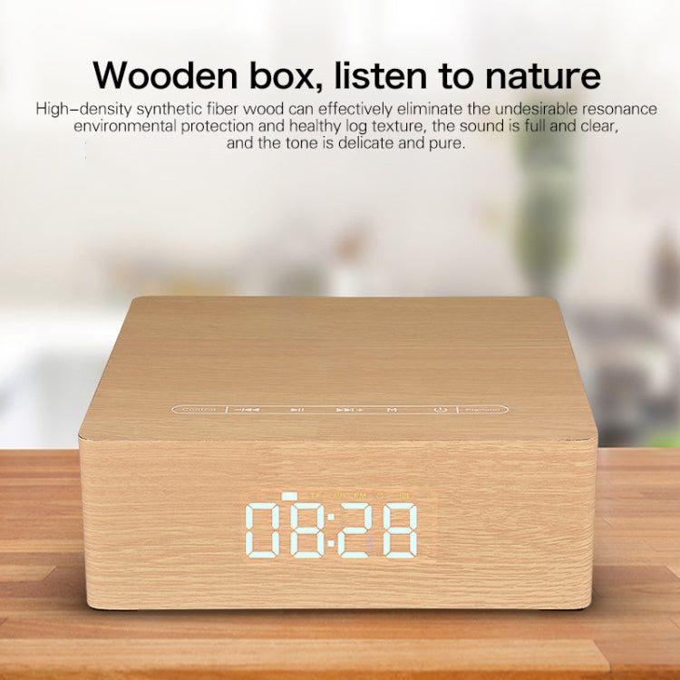 Q5C Multifunctional Wooden Touch Clock Display Bluetooth Speaker, Support TF Card & U Disk & 3.5mm AUX(Walnut) - Desktop Speaker by buy2fix | Online Shopping UK | buy2fix