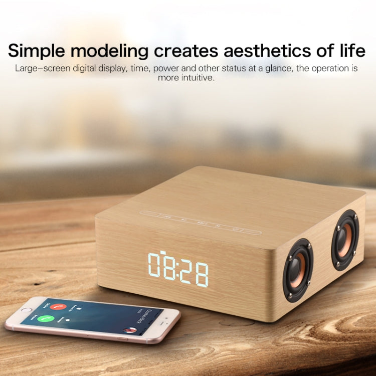 Q5C Multifunctional Wooden Touch Clock Display Bluetooth Speaker, Support TF Card & U Disk & 3.5mm AUX(Walnut) - Desktop Speaker by buy2fix | Online Shopping UK | buy2fix