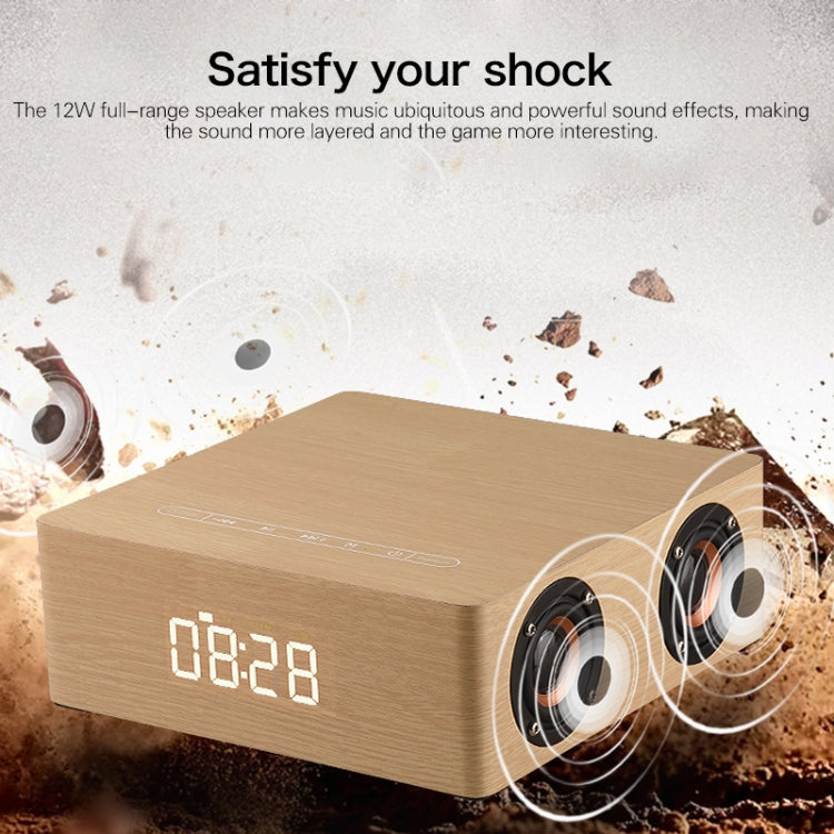 Q5C Multifunctional Wooden Touch Clock Display Bluetooth Speaker, Support TF Card & U Disk & 3.5mm AUX(Walnut) - Desktop Speaker by buy2fix | Online Shopping UK | buy2fix
