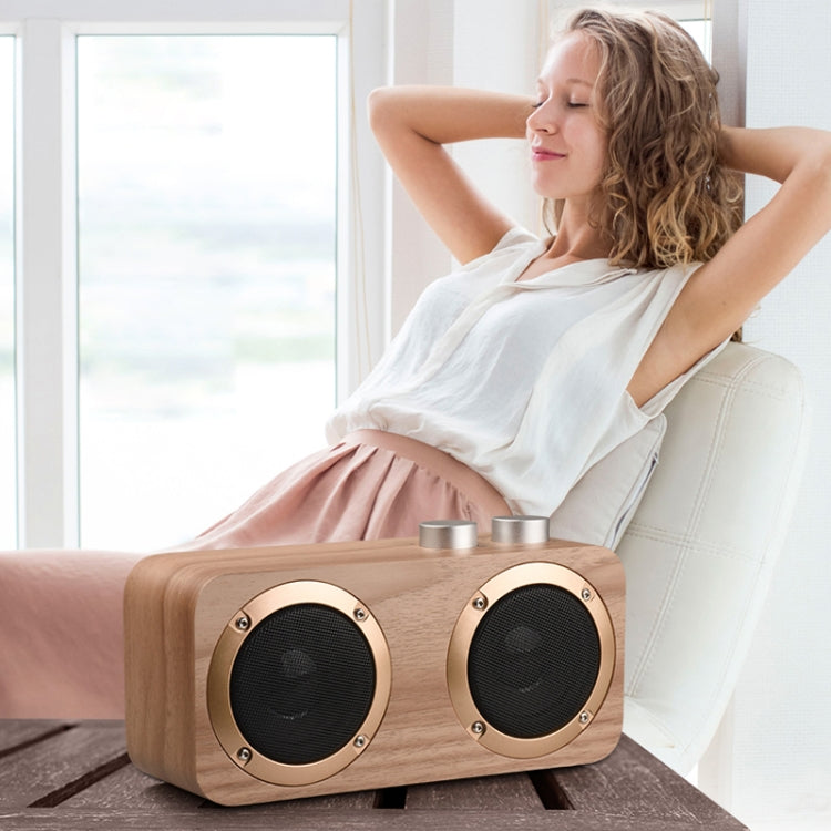 Q7 Subwoofer Wooden Bluetooth Speaker, Support TF Card & U Disk & 3.5mm AUX(Yellow Wood) - Desktop Speaker by buy2fix | Online Shopping UK | buy2fix