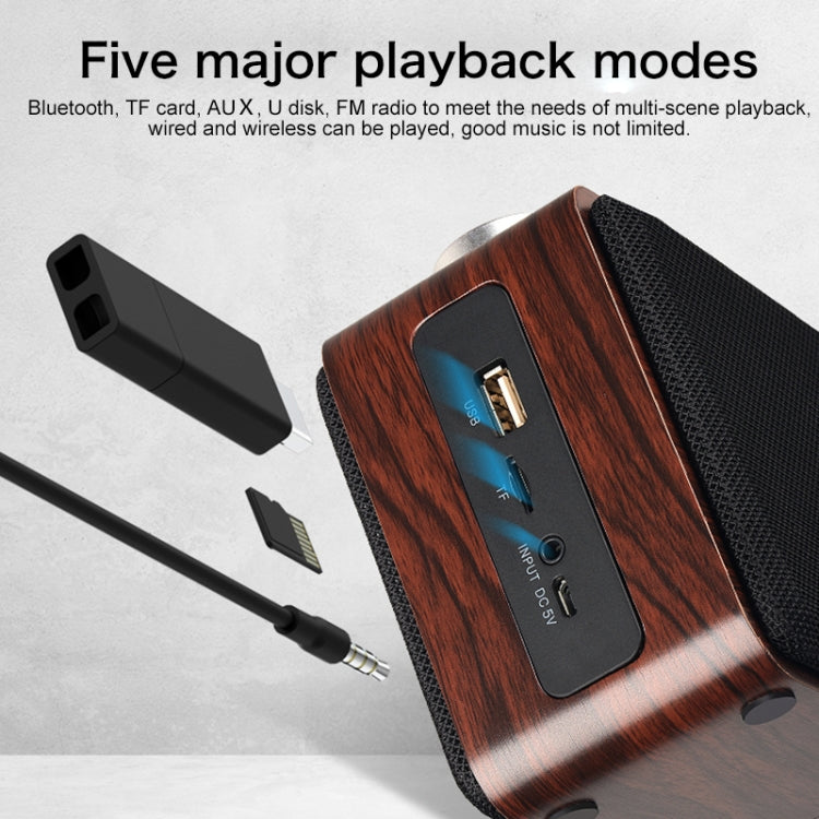 W5A Subwoofer Fabric Wooden Touch Bluetooth Speaker, Support TF Card & U Disk & 3.5mm AUX(Walnut) - Desktop Speaker by buy2fix | Online Shopping UK | buy2fix