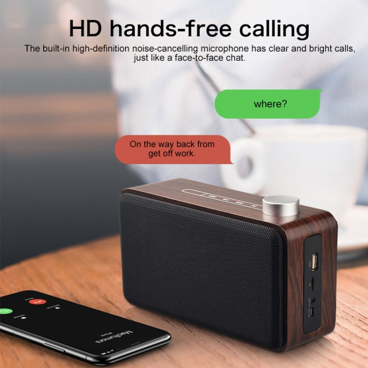W5A Subwoofer Fabric Wooden Touch Bluetooth Speaker, Support TF Card & U Disk & 3.5mm AUX(Walnut) - Desktop Speaker by buy2fix | Online Shopping UK | buy2fix