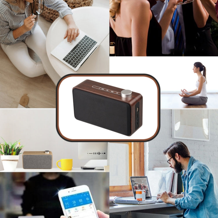 W5A Subwoofer Fabric Wooden Touch Bluetooth Speaker, Support TF Card & U Disk & 3.5mm AUX(Walnut) - Desktop Speaker by buy2fix | Online Shopping UK | buy2fix