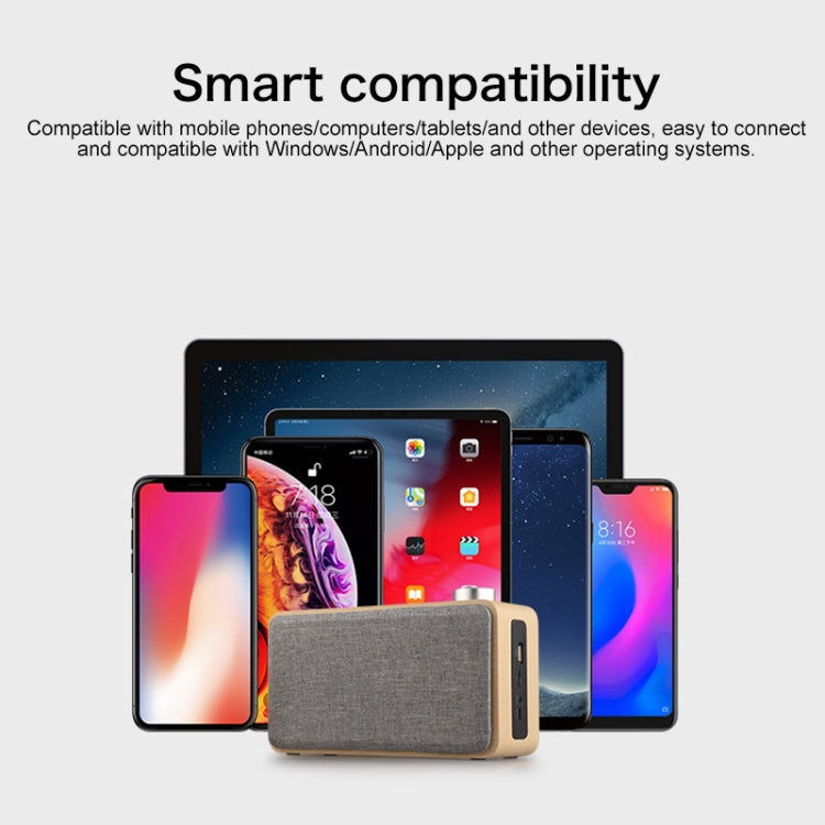 W5A Subwoofer Fabric Wooden Touch Bluetooth Speaker, Support TF Card & U Disk & 3.5mm AUX(Walnut) - Desktop Speaker by buy2fix | Online Shopping UK | buy2fix