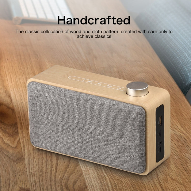 W5A Subwoofer Fabric Wooden Touch Bluetooth Speaker, Support TF Card & U Disk & 3.5mm AUX(Walnut) - Desktop Speaker by buy2fix | Online Shopping UK | buy2fix