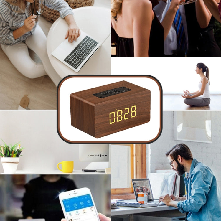W5C Subwoofer Wooden Clock Bluetooth Speaker, Support TF Card & 3.5mm AUX(Yellow Wood) - Desktop Speaker by buy2fix | Online Shopping UK | buy2fix