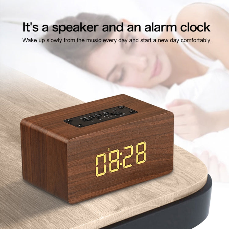 W5C Subwoofer Wooden Clock Bluetooth Speaker, Support TF Card & 3.5mm AUX(Yellow Wood) - Desktop Speaker by buy2fix | Online Shopping UK | buy2fix