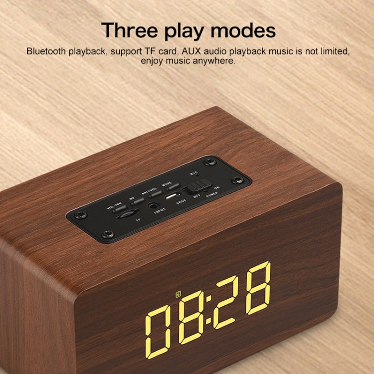 W5C Subwoofer Wooden Clock Bluetooth Speaker, Support TF Card & 3.5mm AUX(Yellow Wood) - Desktop Speaker by buy2fix | Online Shopping UK | buy2fix
