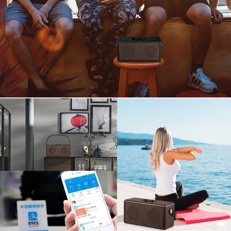 D30 Portable Subwoofer Wooden Bluetooth 4.2 Speaker, Support TF Card & 3.5mm AUX & U Disk Play(Black) by buy2fix