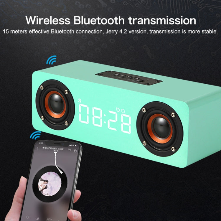 M5C Subwoofer Wooden Clock Bluetooth 4.2 Speaker, Support TF Card & 3.5mm AUX & FM Radio(Grey Wood Grain) by buy2fix
