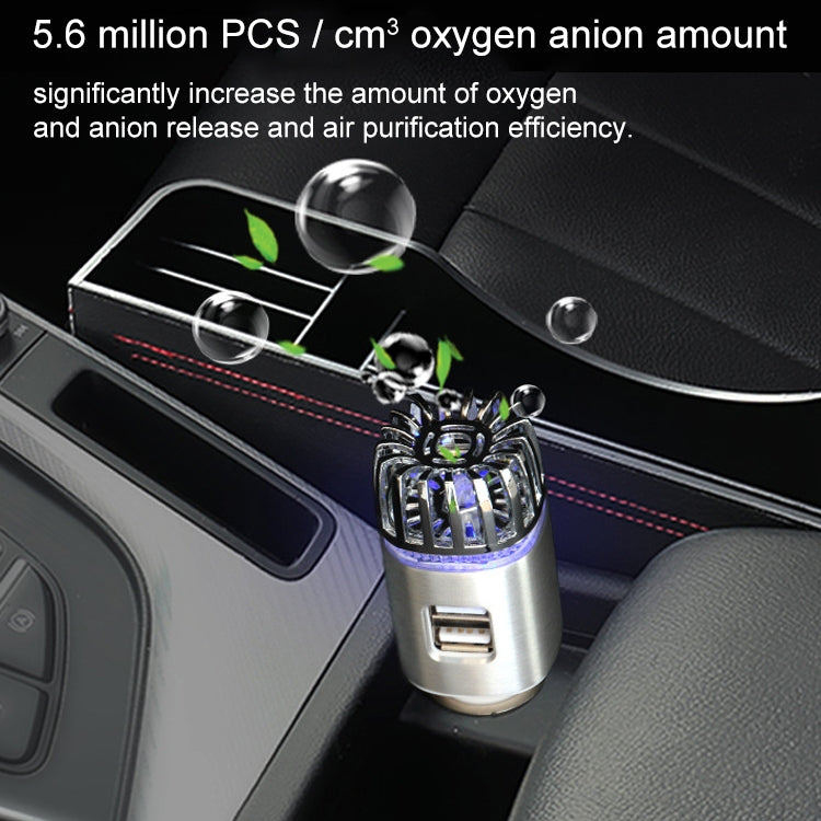 2 in 1 Car Negative-ion Aromatherapy Air Purifier Humidifier + Dual USB Port Car Charger (Silver) - Air Purifier by buy2fix | Online Shopping UK | buy2fix