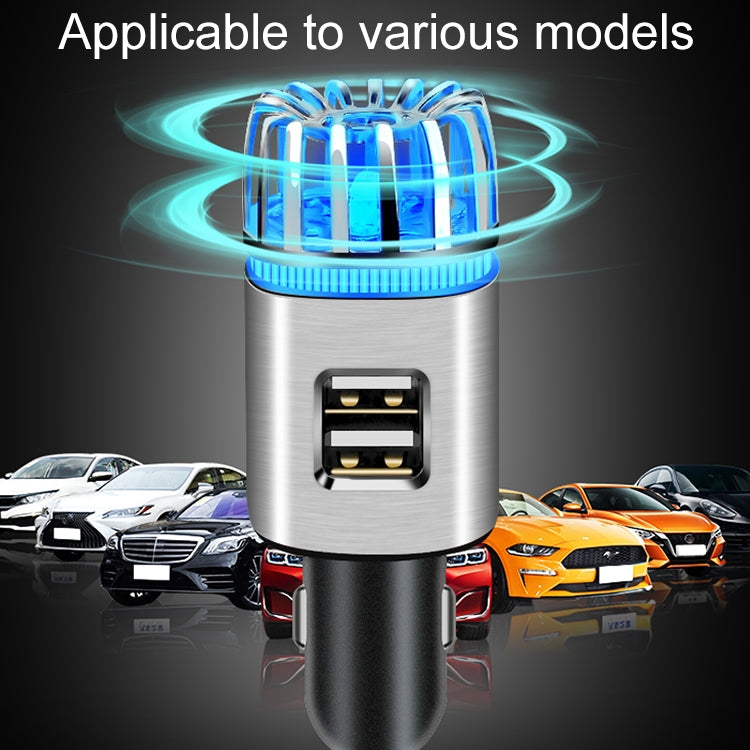 2 in 1 Car Negative-ion Aromatherapy Air Purifier Humidifier + Dual USB Port Car Charger (Silver) - Air Purifier by buy2fix | Online Shopping UK | buy2fix