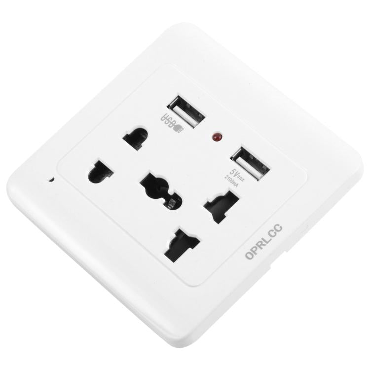 Universal Standard Wall Socket with 2 x USB Ports - by buy2fix | Online Shopping UK | buy2fix