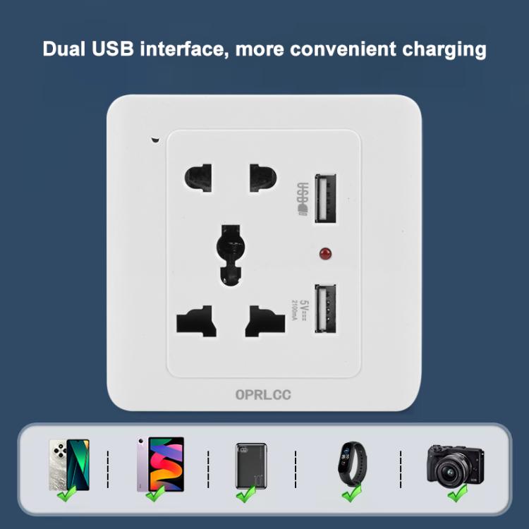 Universal Standard Wall Socket with 2 x USB Ports - by buy2fix | Online Shopping UK | buy2fix