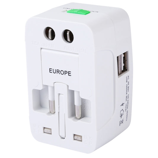 110-250V Multi-function Travel Universal Converter with Dual USB Interfaces, EU / UK / US / AU Plug(White) by buy2fix