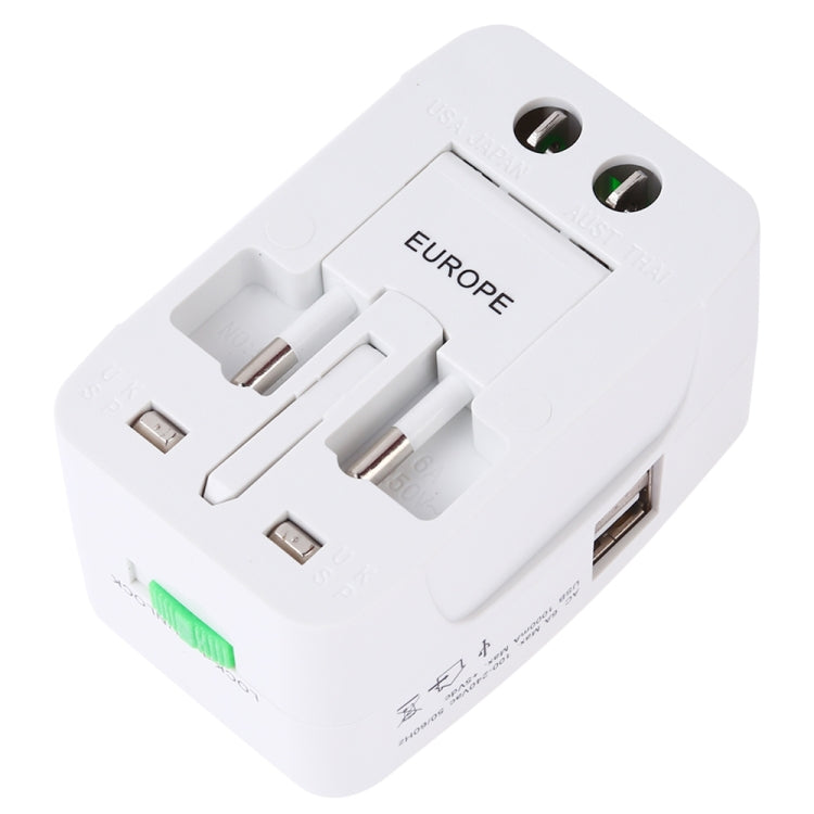110-250V Multi-function Travel Universal Converter with Dual USB Interfaces, EU / UK / US / AU Plug(White) - USB Charger by buy2fix | Online Shopping UK | buy2fix