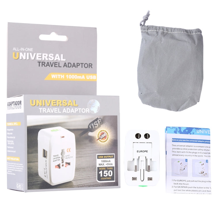 110-250V Multi-function Travel Universal Converter with Dual USB Interfaces, EU / UK / US / AU Plug(White) - USB Charger by buy2fix | Online Shopping UK | buy2fix
