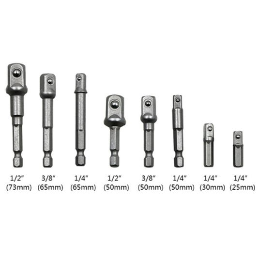 8 PCS/Set Socket Bit Extension Bar Hex Shank Adapter Drill Nut Driver Power Drill Bit, 1/4(65/50/30/25mm), 3/8(65/50mm), 1/2(73/50mm) by buy2fix
