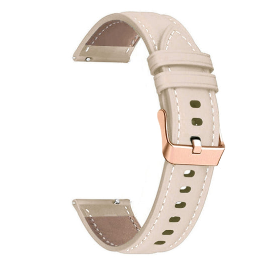 For Garmin Forerunner 265S / 255S / Venu 2S 18mm Rose Gold Buckle Genuine Leather Watch Band (Apricot) - Watch Bands by buy2fix | Online Shopping UK | buy2fix