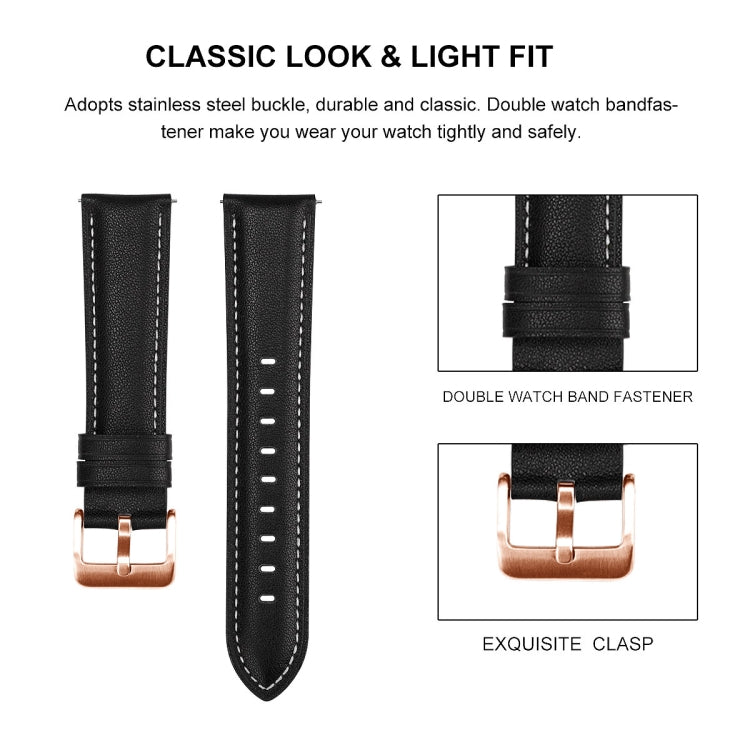 For Garmin Forerunner 265S / 255S / Venu 2S 18mm Rose Gold Buckle Genuine Leather Watch Band (White) - Watch Bands by buy2fix | Online Shopping UK | buy2fix