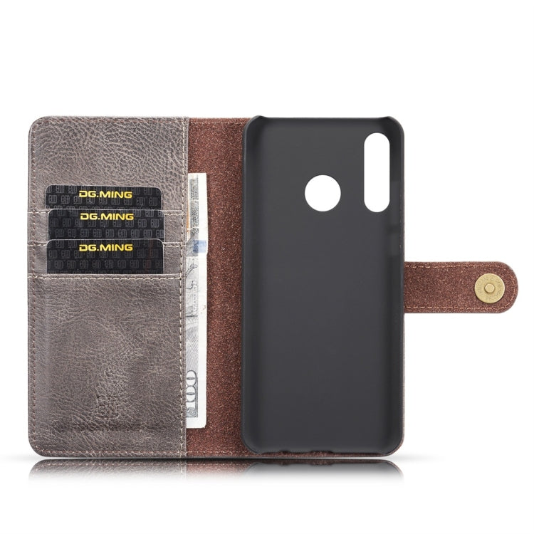 DG.MING Crazy Horse Texture Flip Detachable Magnetic Leather Case for Huawei P30 Lite, with Holder & Card Slots & Wallet (Grey) - Huawei Cases by DG.MING | Online Shopping UK | buy2fix