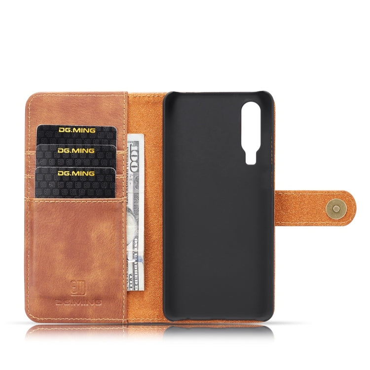 DG.MING Crazy Horse Texture Flip Detachable Magnetic Leather Case for Huawei P30, with Holder & Card Slots & Wallet (Brown) - Huawei Cases by DG.MING | Online Shopping UK | buy2fix