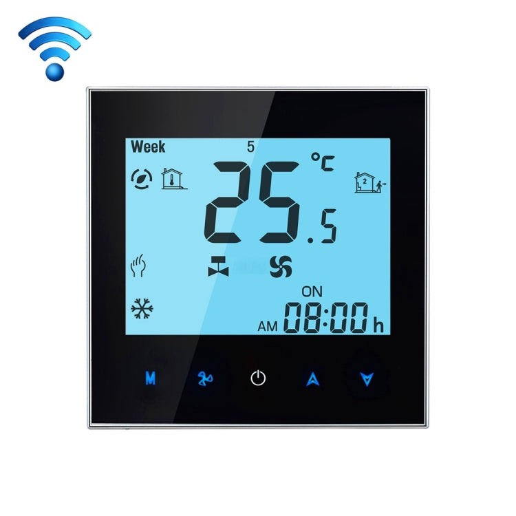 LCD Display Air Conditioning 2-Pipe Programmable Room Thermostat for Fan Coil Unit, Supports Wifi(Black) - Thermostat & Thermometer by buy2fix | Online Shopping UK | buy2fix