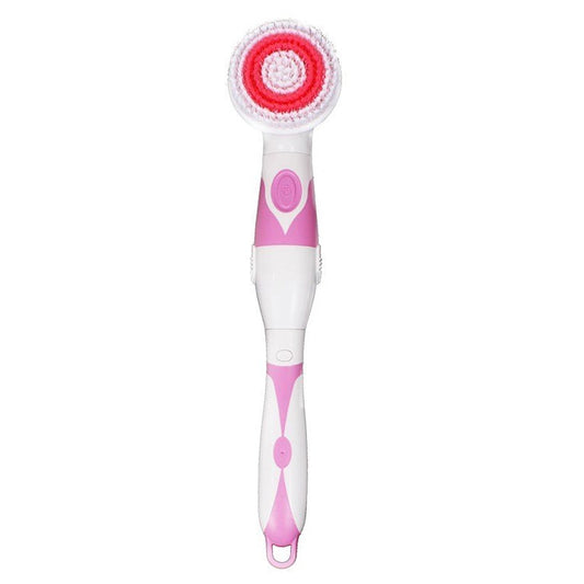 Multi-function Electric Waterproof Bath Cleansing Brush Long-handled Massage Brush, with 4 Brush Heads(Pink) by buy2fix