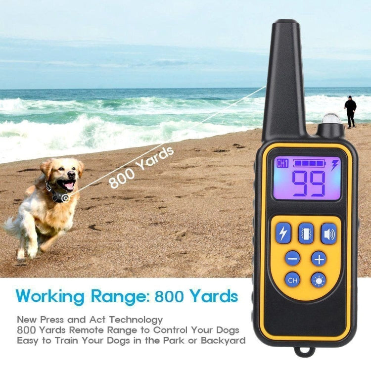 880-2 800 Yards Rechargeable Remote Control Collar Dog Training Device Anti Barking Device(Black Black) by buy2fix