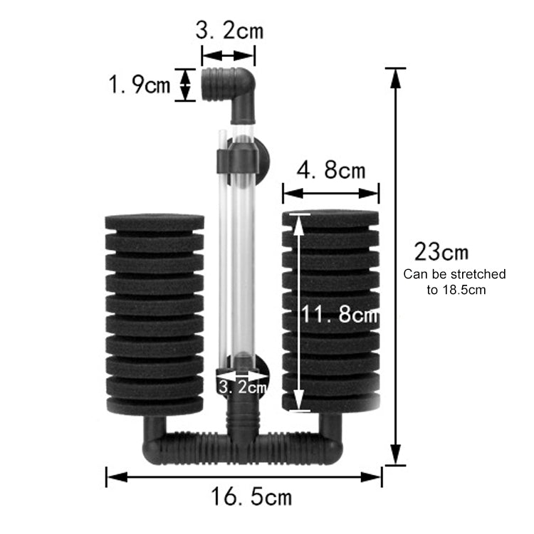 Wall-mounted Aquarium Mini Double Head Pneumatic Mute Biochemical Cotton Filter - Filters & Accessories by buy2fix | Online Shopping UK | buy2fix