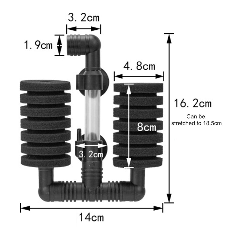Wall-mounted Aquarium Mini Double Head Pneumatic Mute Biochemical Cotton Filter - Filters & Accessories by buy2fix | Online Shopping UK | buy2fix