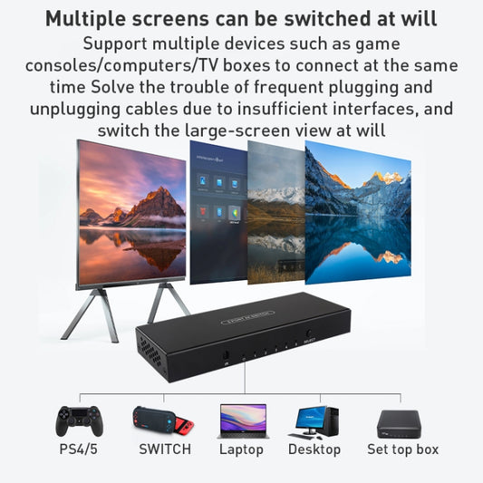 Measy SWH4651 4K 60Hz 5 In 1 Out HDMI Converter Switcher, Plug Type: EU Plug (Black) by Measy